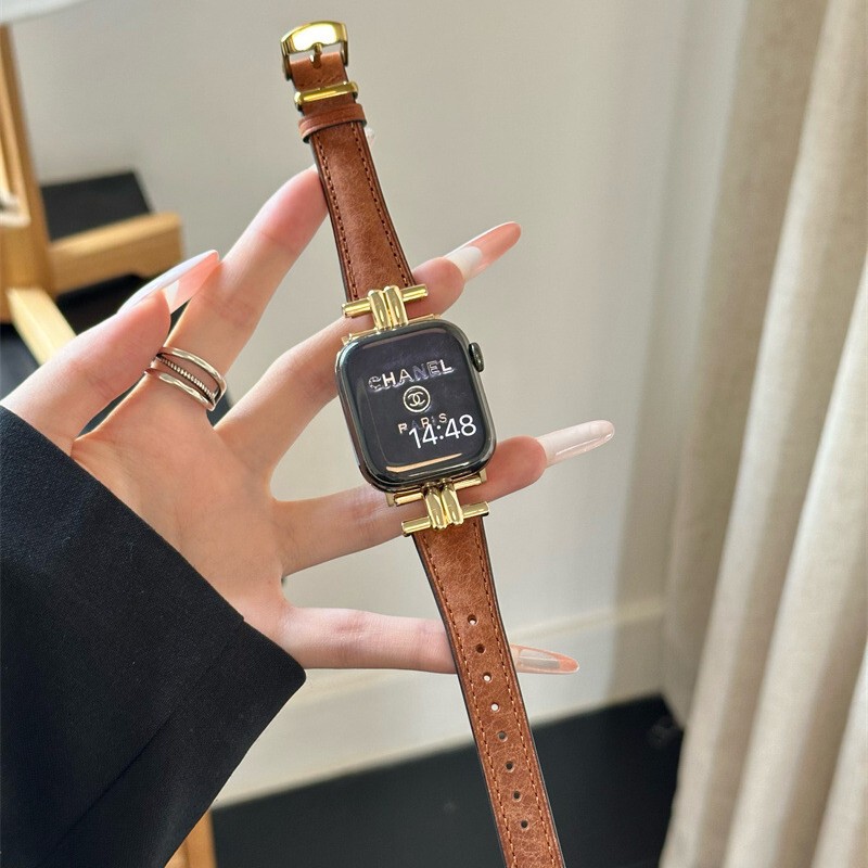 Iwatch11 Watch Strap High-End Genuine Leather Retro Suitable for Apple Watch S1098Se Generation Ultra Autumn and Winter Leather Iwatch11 Watch Strap High-End Genuine Leather Retro Suitable for Apple Watch S1098Se Generation Ultra Autumn and Winter Leather