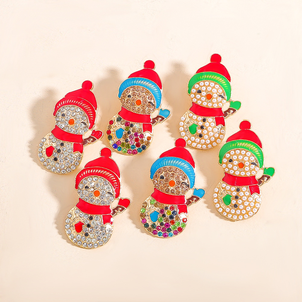 Christmas day earrings fashion new trend line alloy rhinestone shiny cartoon earrings