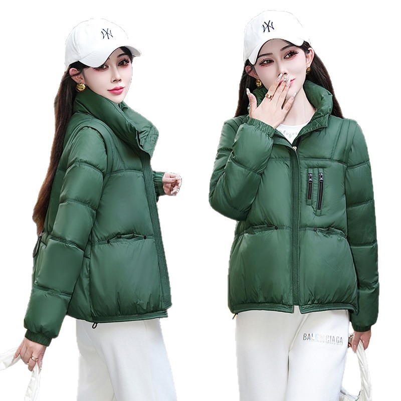 Cara brillante desmontable mangas plumón abrigo de algodón mujer corto nuevo estilo coreano ropa de pan de invierno chaqueta de algodón de estudiantes image 5