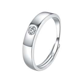 简约纯银S925莫桑钻男士戒指霸气高级戒指镀铂金镶嵌璀璨钻石30分
