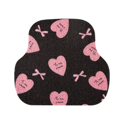 Universal Foot Pad mats - pink-heart-silk-loop-floor-mat-1black