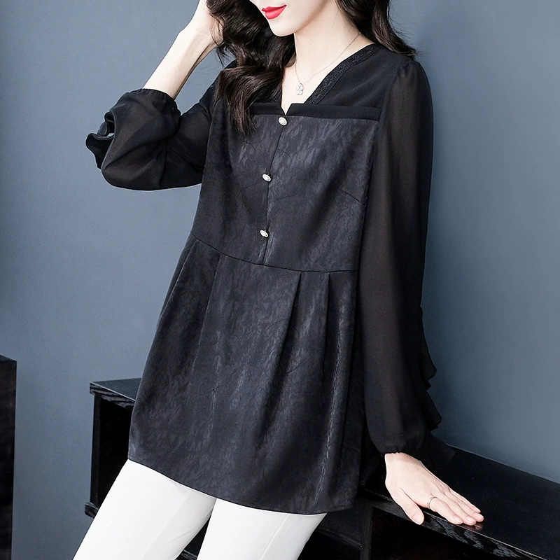 Летняя свободная светлая рубашка с темпераментом принцессы больших размеров 240 кг, топ, Толстая Женская одежда среднего и пожилого возраста