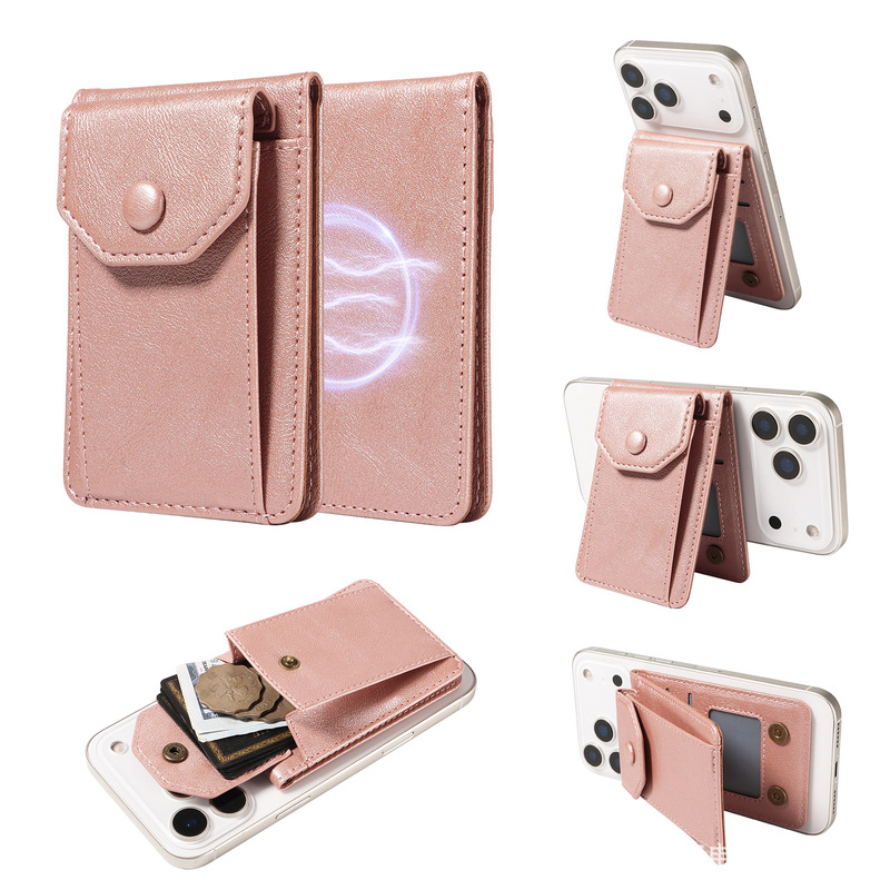 Cross-Border Applicable iPhone Mobile Phone Magsafe Magnetic Card Holder Samsung Wireless Charging Magnetic Card Holder Stand Leather Case Cross-Border Applicable iPhone Mobile Phone Magsafe Magnetic Card Holder Samsung Wireless Charging Magnetic Card Holder Stand Leather Case