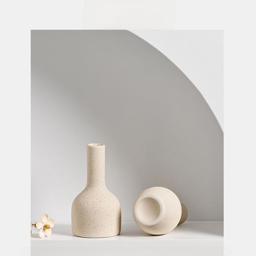 Longli Ceramic Vase, Ins Minimalist Style Creative Ornament Office Desk Home Living Room Decoration Flower Pot Dried Flower Vase