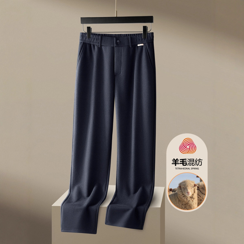 2025 Autumn and Winter Thick Sheep Wool Warm Loose Men's Wide Leg Pants Middle-Aged Business Casual Men's Dad Pants 2025 Autumn and Winter Thick Sheep Wool Warm Loose Men's Wide Leg Pants Middle-Aged Business Casual Men's Dad Pants