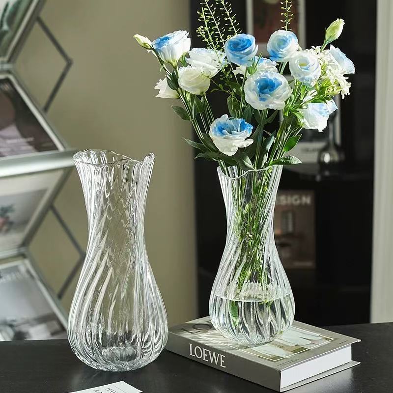 Rosas de vidrio agua transparente flores de hotel sala de estar decoración de mesa de comedor hecha a mano