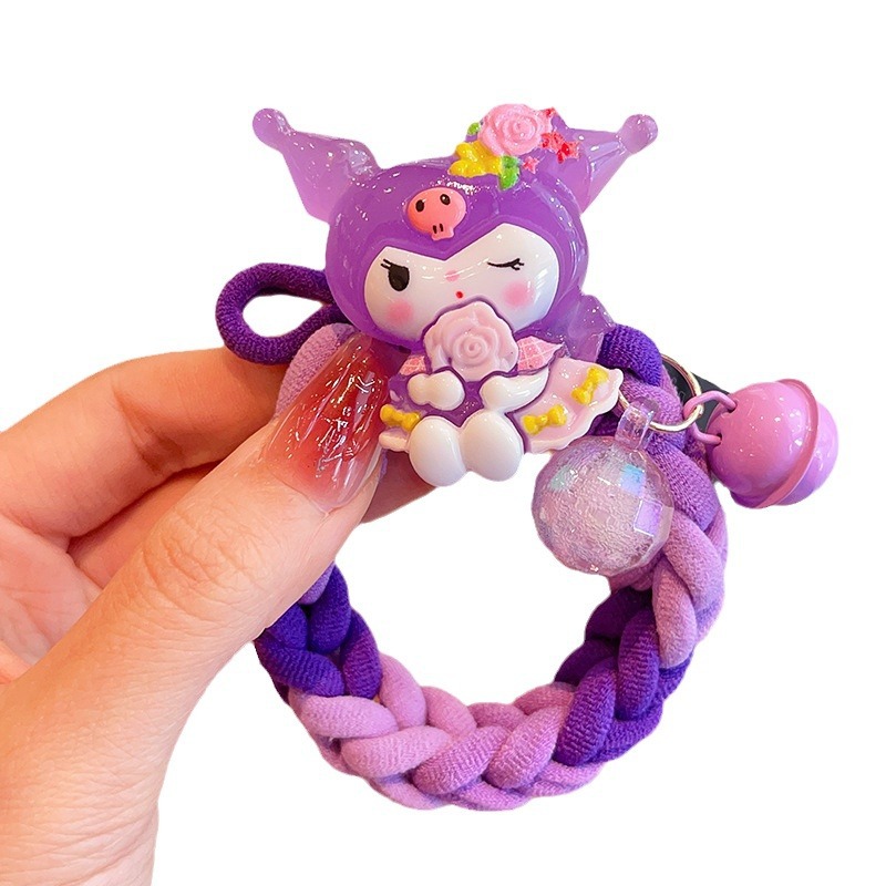 Niños Kuromi correa de cola de caballo niñas correa de goma de alta elasticidad niñas cabello bebé lindos anillos de cabello