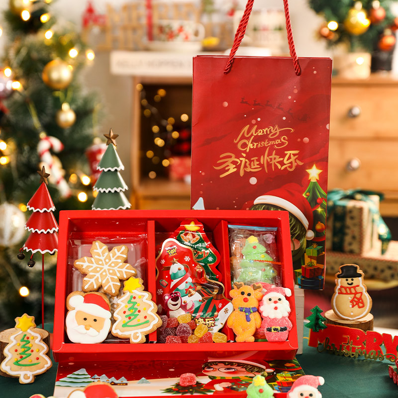 Christmas cotton candy 110g Christmas net red high color value snacks candy biscuits gift bag with hand gift to send friends