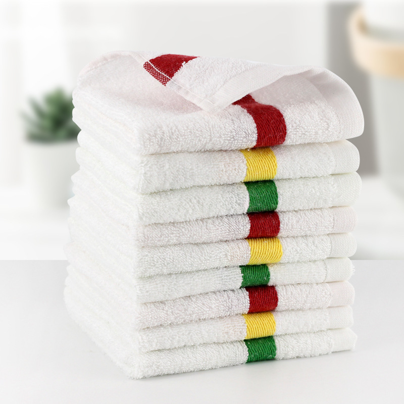 Cotton color stripe printing white towel wholesale bar catering barbecue small towel 38*55 gift LOGO customization