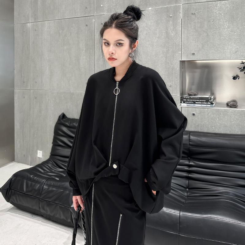 Yamamoto estilo oscuro diseño abrigo corto para las mujeres otoño nueva suelta adelgazamiento pequeño océano temperamento manga larga cardigan
