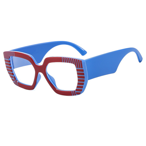  new cross-border modern striped wide-leg glasses frame European and American trendy decorative anti-blue light flat mirror BL906