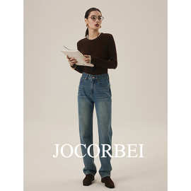 JOCORBEI【经典改良501版型】JOCORBEI复古美式牛仔裤女直筒高腰