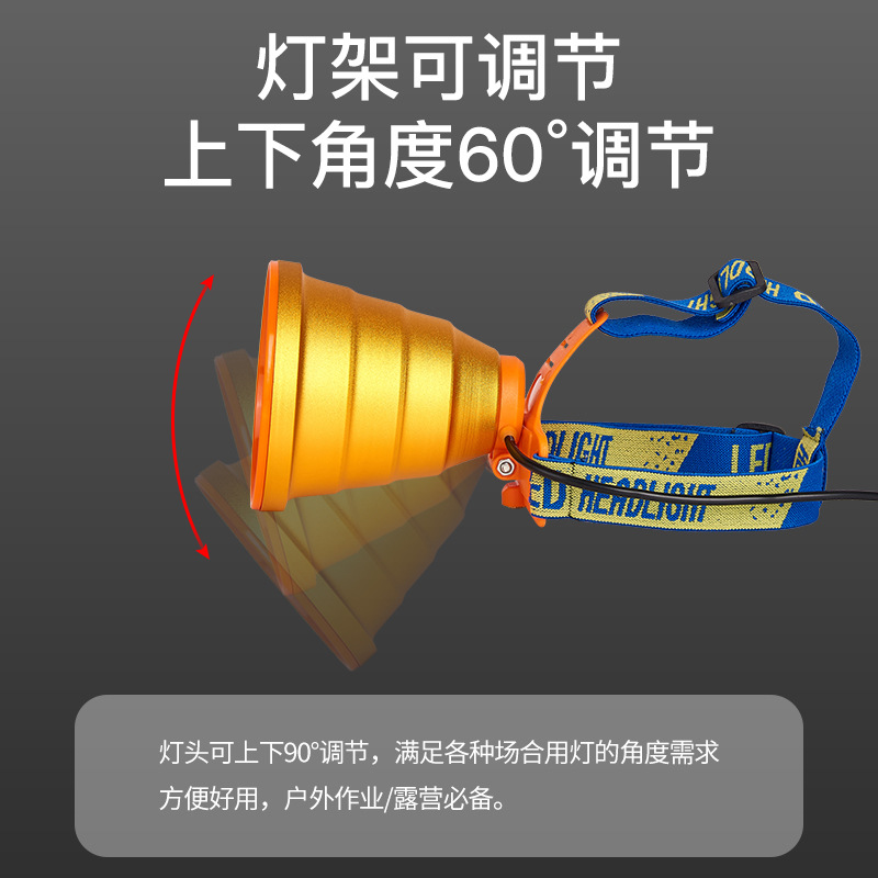 Transfronteriza al aire libre pesca nocturna impermeable split faro LED batería de litio recargable de largo alcance montado en la cabeza fuerte luz faro