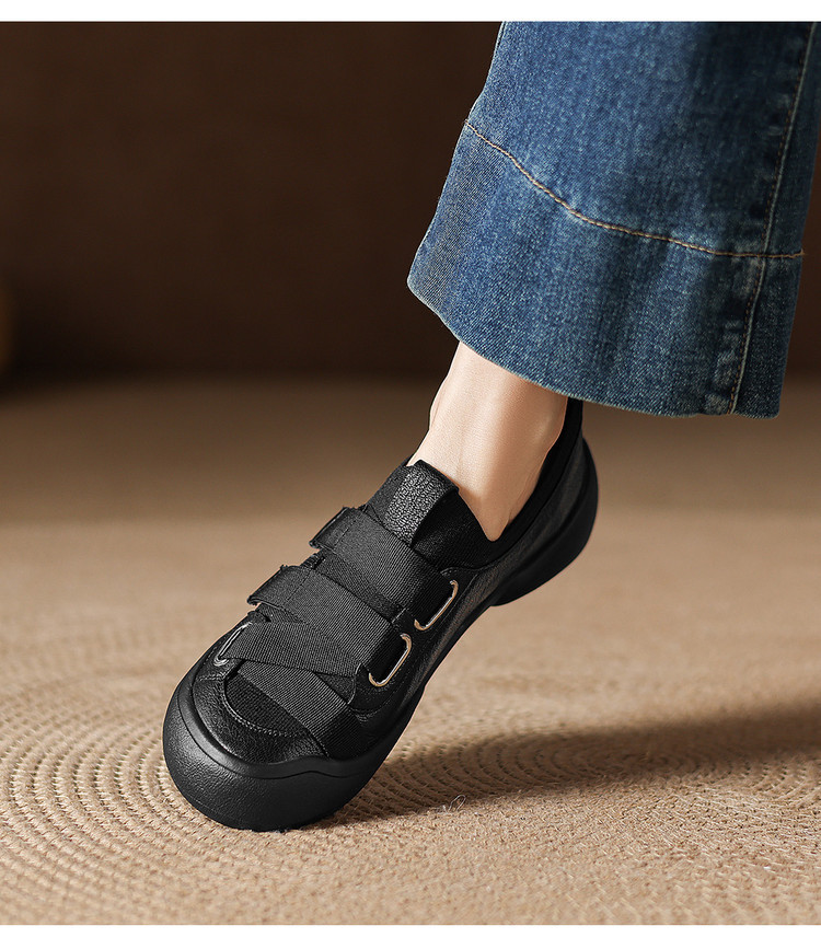 Giày sneaker nữ chunky đế dày da dê phối màu cao cấp — màu đen, màu trắng ngà chi tiết 15