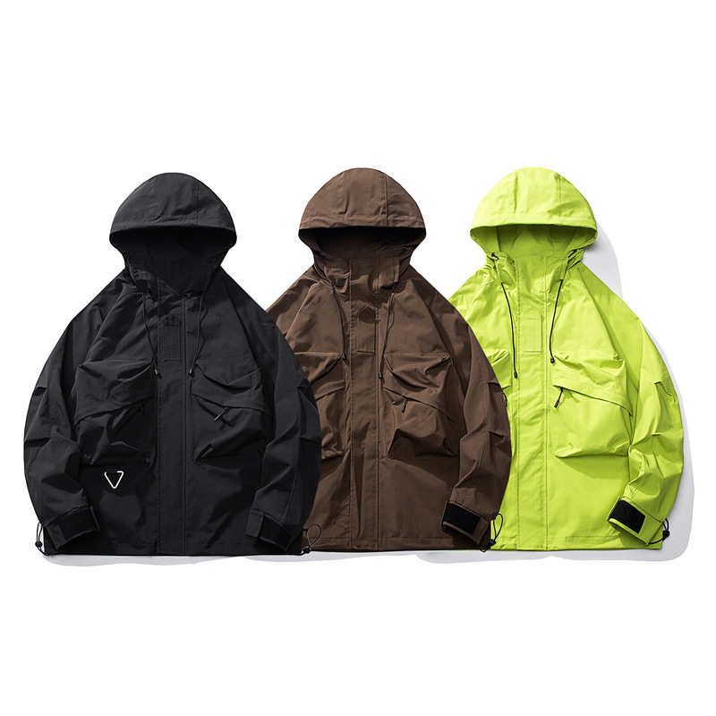 Vintage 3D Pocket Hooded Jacket 2024 Spring New Men's Retro Loose Trendy Couple Casual Coat