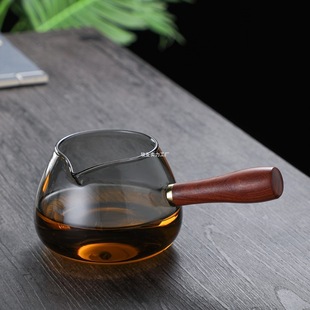 Fair Cup Glass Wooden Handle Tea Divider Household Tea Sea Tea Cup Tea Set Accessories Set High Temperature Resistant Filter Tea Drain
