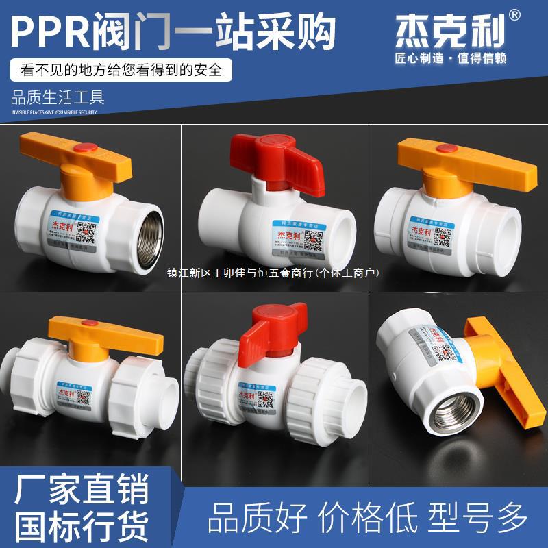 ppr双活接球阀全塑202532双头内丝钢芯阀门4分6分1寸水管热熔配件