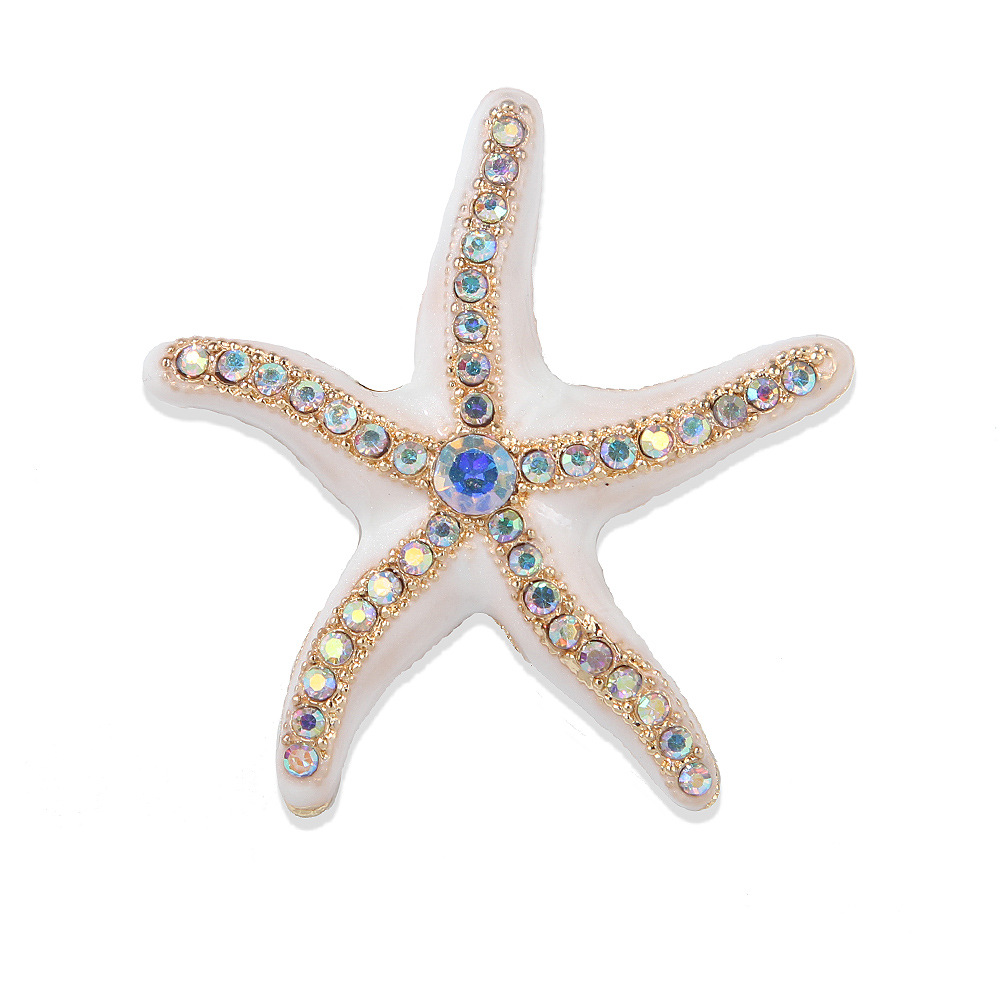 Enamel starfish brooch for women's summer clothing, men's hat decoration pin, metal light luxury accessory, starfish brooch