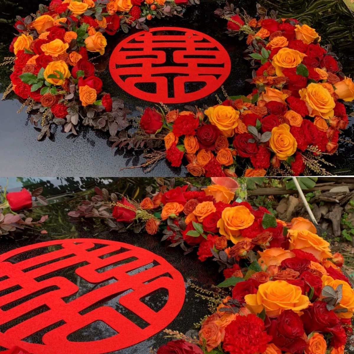 Декор для свадебного автомобиля: цветочная композиция на присосках, цветочная машина с композицией из грязевых цветов, цветочная композиция на присосках, рекомендованная интернет-знаменитостями.