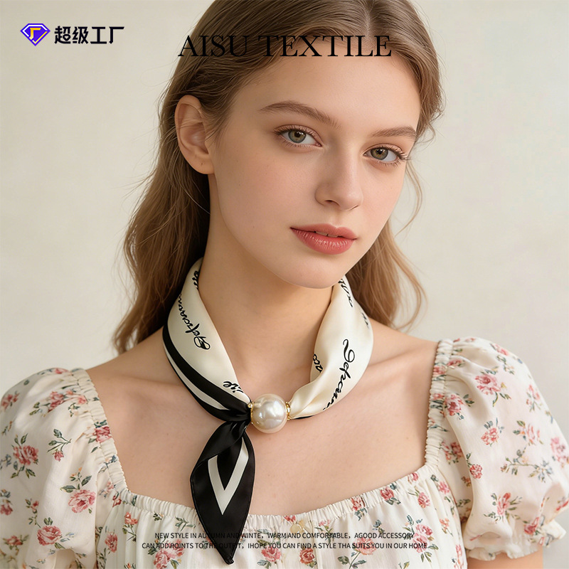High-End Magnetic Clasp Small Square Scarf, Long Silk Scarf for Spring and Summer, Paired with Shirts, Professional Decoration, Thin Scarf Wholesale High-End Magnetic Clasp Small Square Scarf, Long Silk Scarf for Spring and Summer, Paired with Shirts, Professional Decoration, Thin Scarf Wholesale