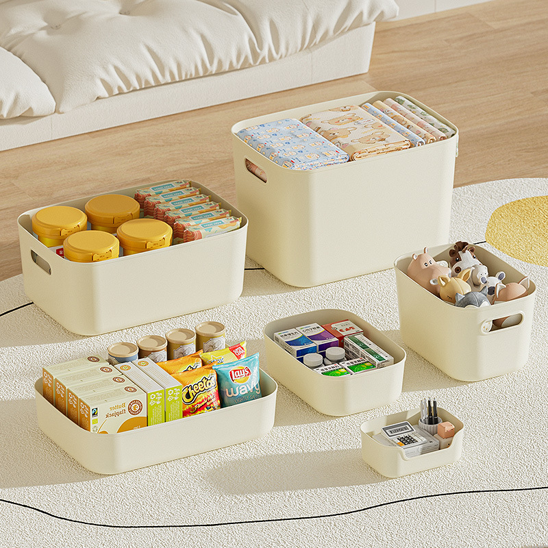 Desktop Storage Box, Snack and Miscellaneous Items Storage Basket, Portable Plastic Storage Box with Lid for Household Clothing Organization 3