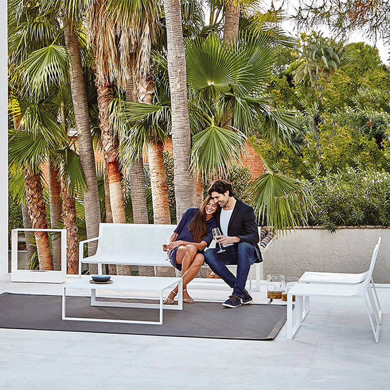 Sofá al aire libre minimalista nórdico combinación de asientos de acero inoxidable patio al aire libre jardín ocio impermeable muebles de protección solar