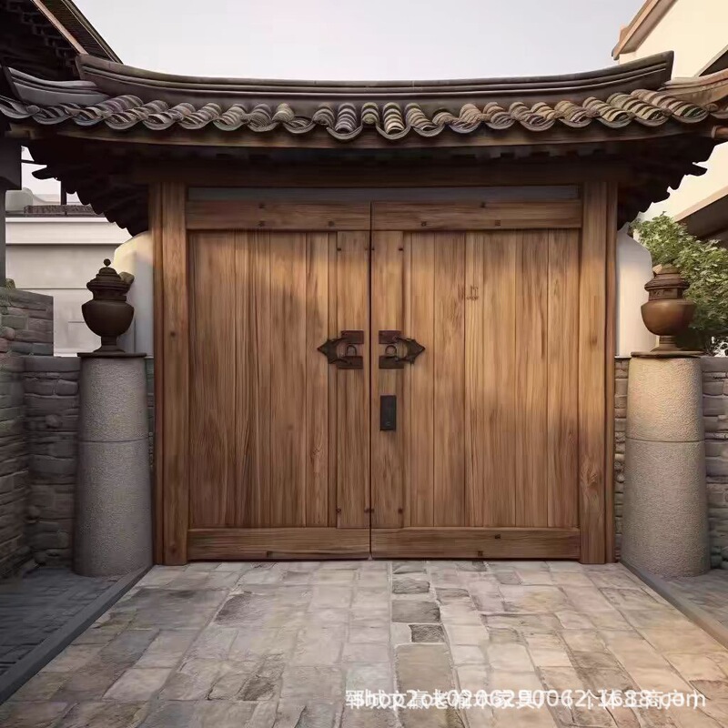 Old Elm Wood Main Door, Courtyard Elm Wood Door, Homestay Furniture, Sliding Door, New Chinese Style Four-In-One Courtyard Double-Opening Solid Wood Door Old Elm Wood Main Door, Courtyard Elm Wood Door, Homestay Furniture, Sliding Door, New Chinese Style Four-In-One Courtyard Double-Opening Solid Wood Door