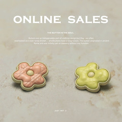 【Yisen】Little Princess Cute Flower Metal Button Women's Sweater Jacket Button Children's Large Clothing Fashion Buttons