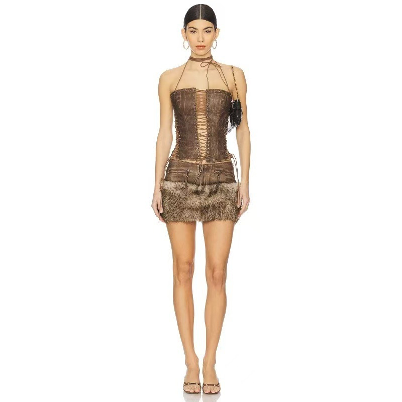 Jaded London Strappy Tube Top Mini Skirt Brown Sexy Style Revolve Niche New Style Jaded London Strappy Tube Top Mini Skirt Brown Sexy Style Revolve Niche New Style