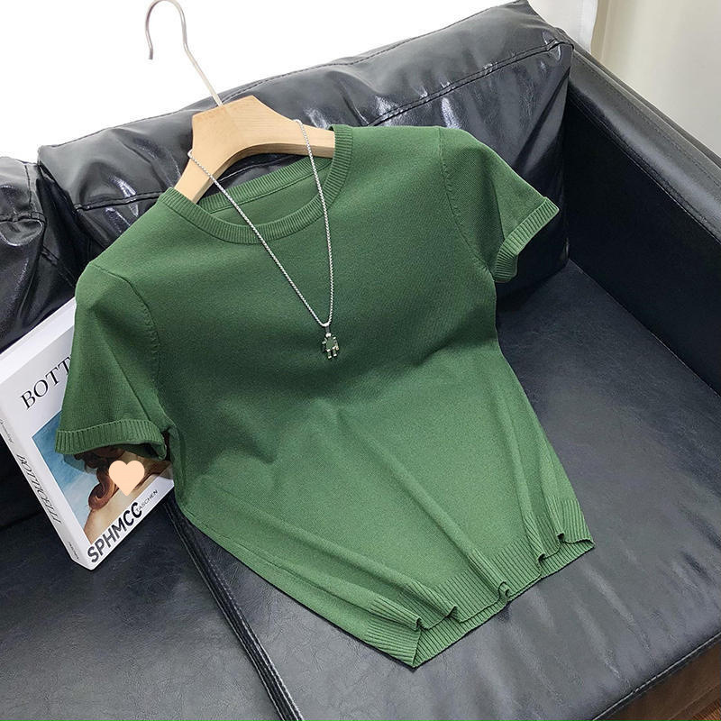 Camiseta de hombre de manga corta de punto de verano Camiseta de solapa de trabajo de color sólido delgado de estilo coreano Camiseta elástica delgada de moda al por mayor