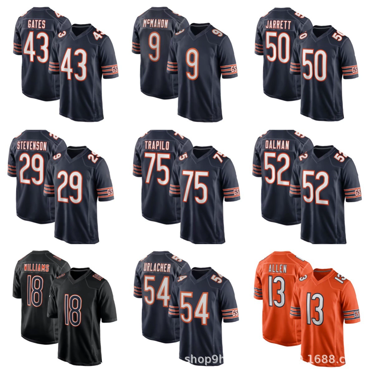 Футбольная форма Chicago Bears Chicago Bears34 # Мужская спортивная майка Walter Payton