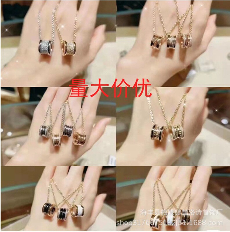 V Gold Plated Mimi Gold Cnc Baojia Little Red Ceramic Necklace High Version Spring Full Diamond Small Waist Clavicle Chain Ins