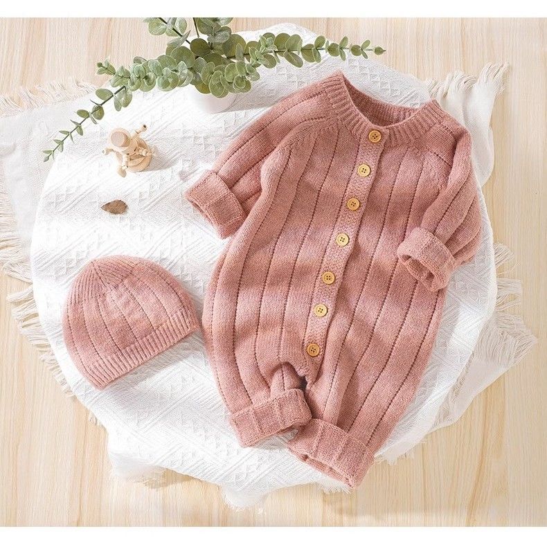 Baby Jumpsuit Romper Spring and Autumn Newborn Pajamas Crawling Clothes Knitted Unisex Baby Warm Clothes Autumn and Winter 021