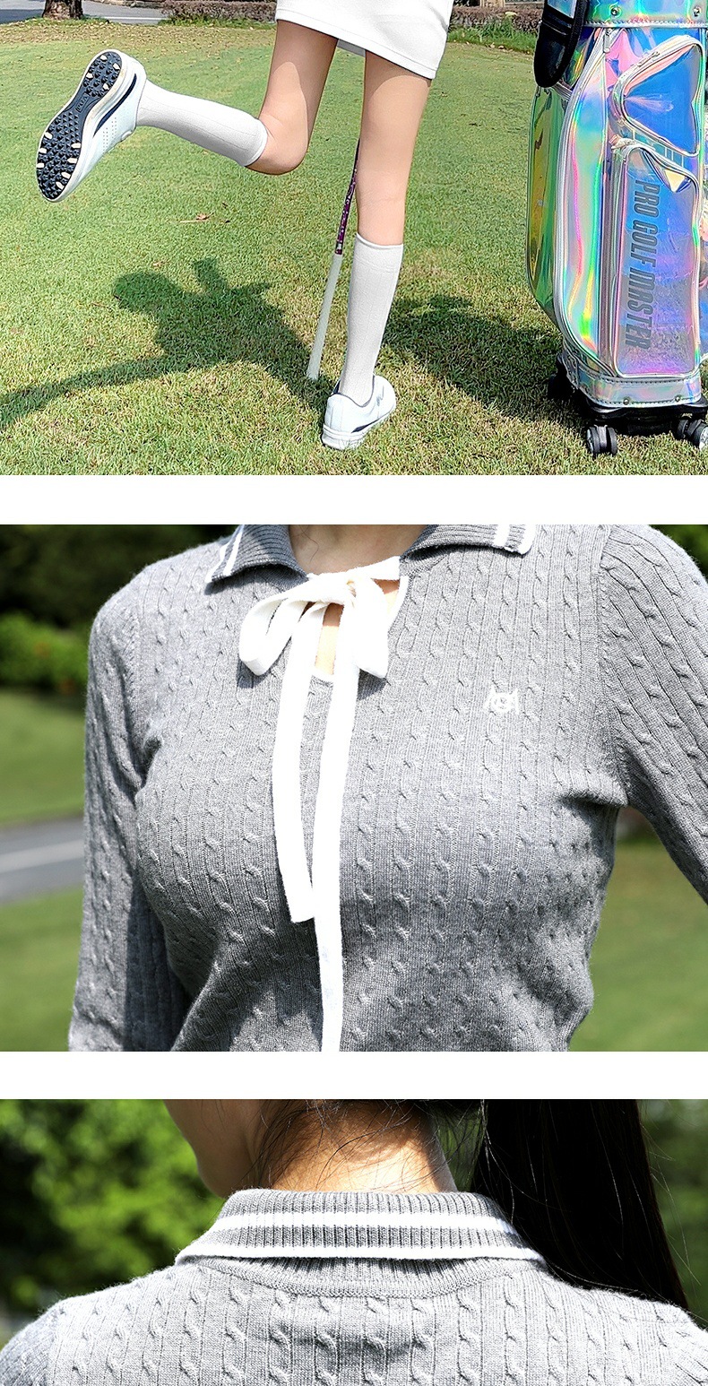Áo len golf nữ mềm ấm ôm hông, tay dài cổ lọ, họa tiết bướm streamer — YF767 [Dụng cụ truyền phát bướm/Ấm áp/Kẻ sọc mềm] Áo len màu hồng Sakura chi tiết 7