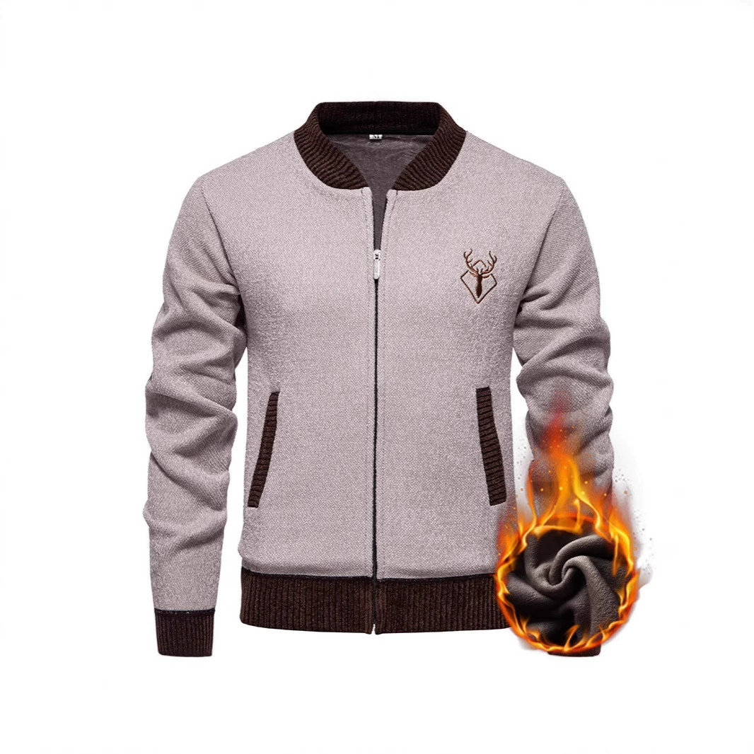 Осенний и зимний мужской повседневный вязаный кардиган с бархатным толстым мужским бейсбольным воротником свитер тренд