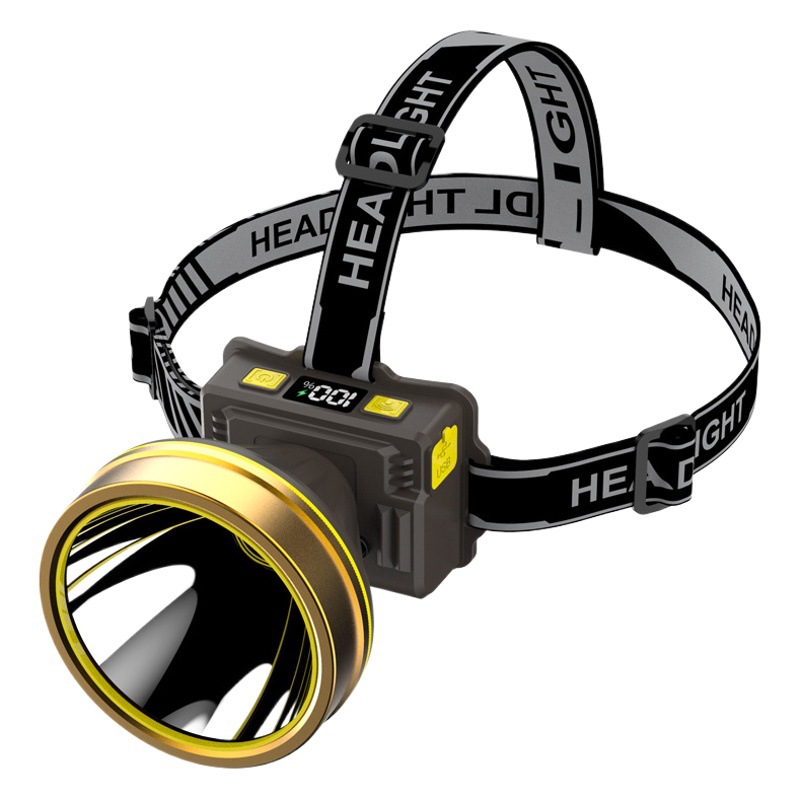 LCD digital eléctrico faro acampar al aire libre a caballo lámpara de pesca LED de luz fuerte montado en la cabeza detector de inducción del faro