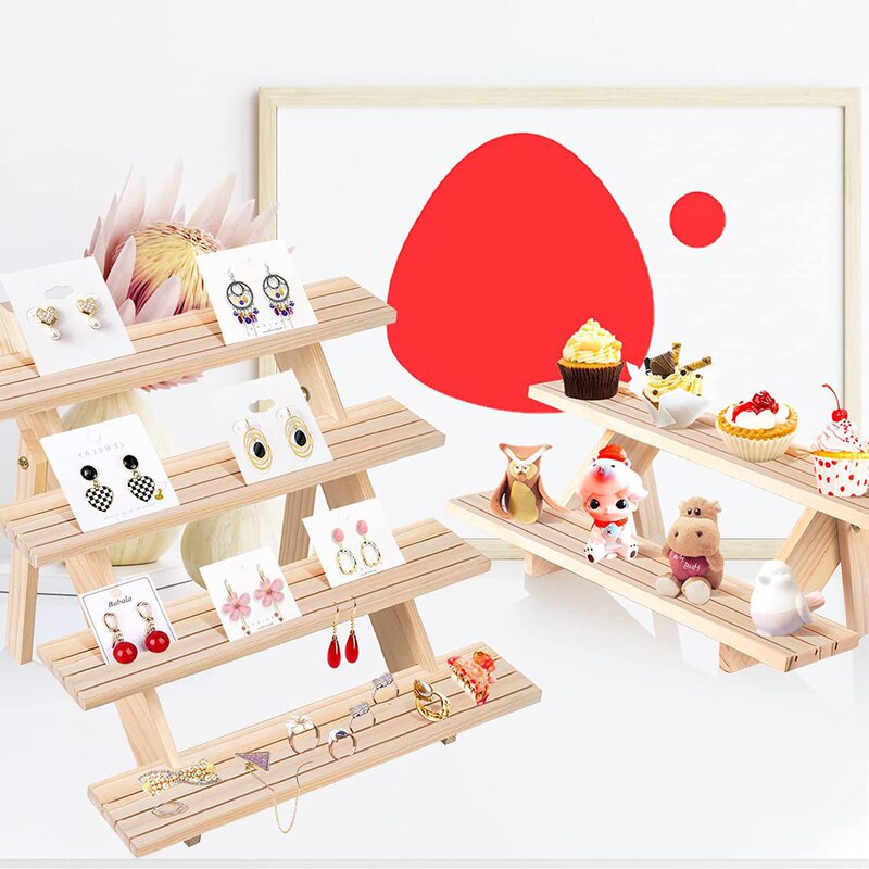Wholesale Wooden Multi-Layer Earrings Display Rack Nail Art Style Display Wooden Rack Household Nail Polish Storage Multi-Layer Rack
