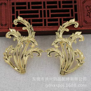 DIY饰品配件手工DIY仿点翠螺钿保色铜54*39MM凤凰尾巴材料B3720