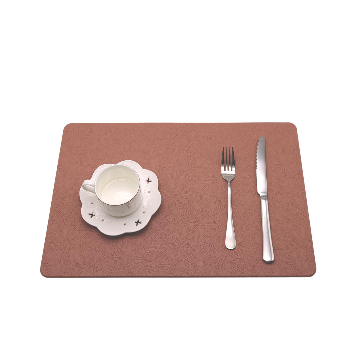 Nuevo cuero en relieve placemat PVC plisado antideslizante estera impermeable aislamiento occidental mantel cocina estera Hotel