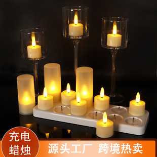 led candle warm light timing 12-seat rechargeable tea wax Halloween birthday party atmosphere decoration night light decoration