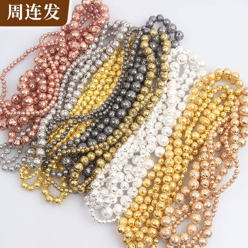 Оптовая продажа украшения из розового бисера браслет из бисера гальваническое покрытие 8 цветов вулканический камень метеорит бусы лунный DIY ожерелье ручной работы