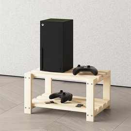 游戏机手柄置物架主机柜PS4放置架子两层简约实木PS5收纳木架跨境