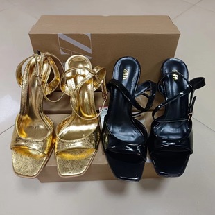 ZA Women's Shoes 2025 Summer New High-heeled Thin-heeled Women's Shoes Fish-mouth Empty Strap Temperament High-heeled Women's Shoes