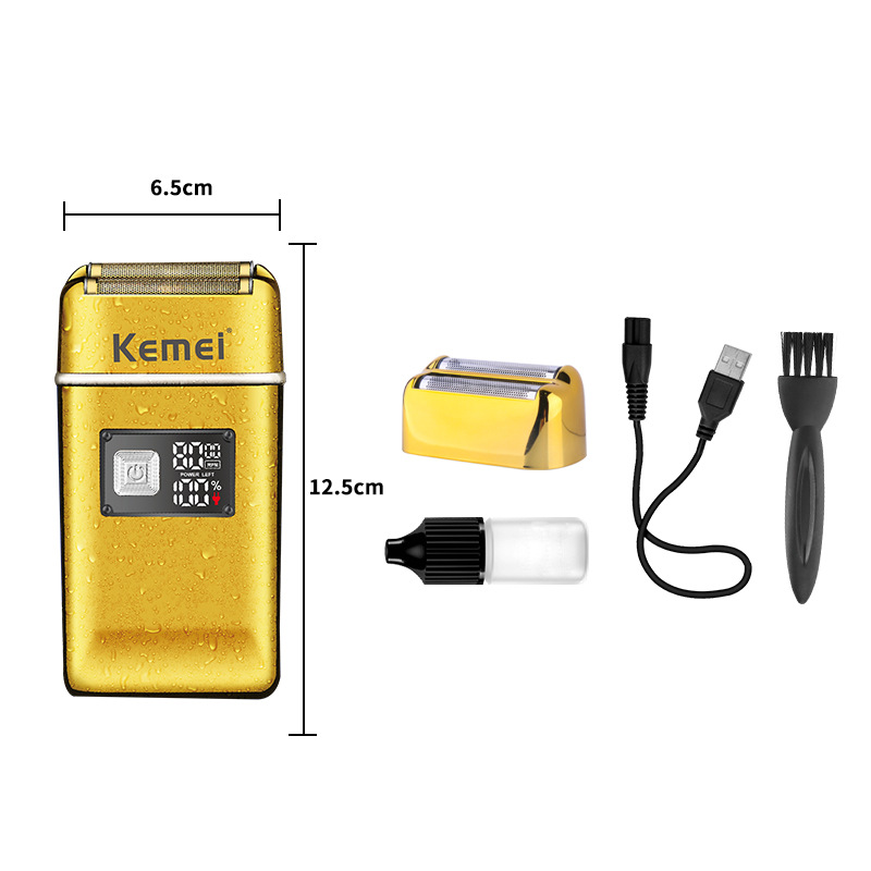 Afeitadora Eléctrica Kemei KM-TX8 para Hombre, Maquinilla de Afeitar Recíproca Flotante con Pantalla Digital para Barba