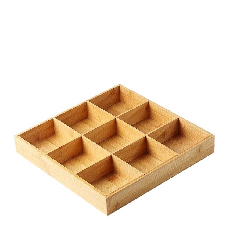 Bandeja de bambú y madera Jiugongge, vajilla de madera, ingredientes de olla caliente, plato de guarnición de restaurante, plato de verduras Jiugongge