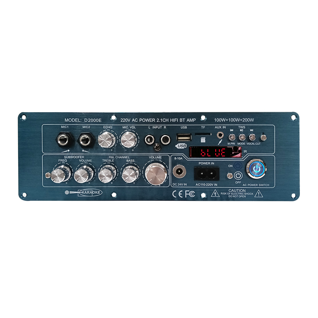 Blue New Model D2000E High-Power Subwoofer Bluetooth Amplifier Board 2.1 Channel High and Low Bass Subwoofer Motherboard