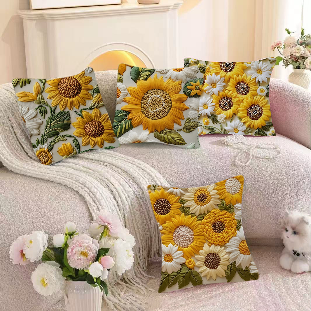 Transfronterizo amazon girasol funda cojín primavera-verano sofá sala de estar decoración de cabecera funda cojín