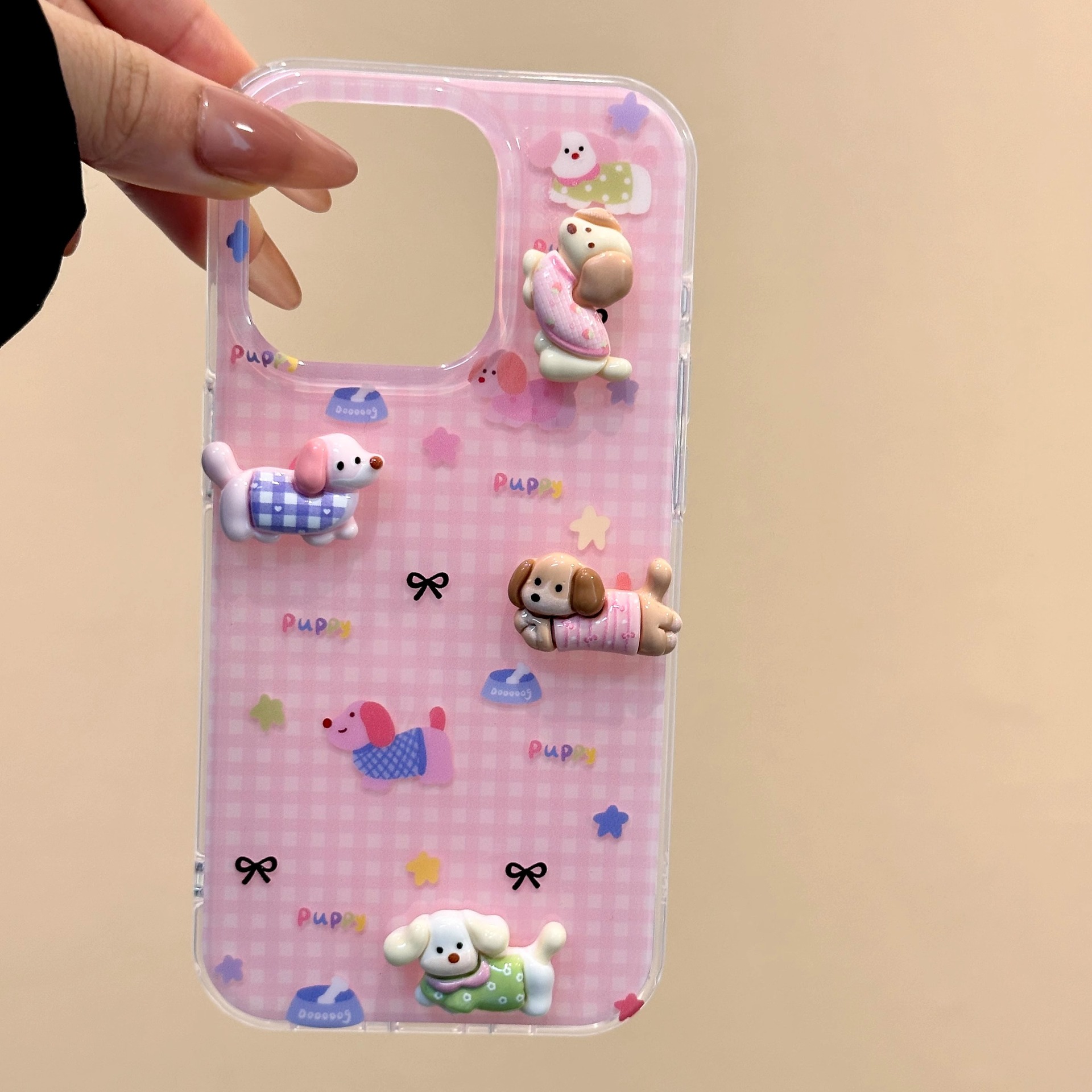 Perro estereoscópico de una sola capa para iPhone16Promax caso de teléfono 15pro nuevo sentido premium 13 anti-caída 14