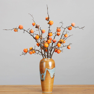 Simulation of small persimmon fruit branches with frost Ruyi simulation flower home soft decoration ornaments desktop floor flower arrangement gift