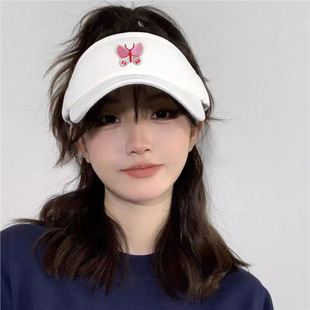 New Homemade Pink Butterfly Empty Cap Japanese Y2K Cap Student High Color Value Summer Roomless Baseball Cap
